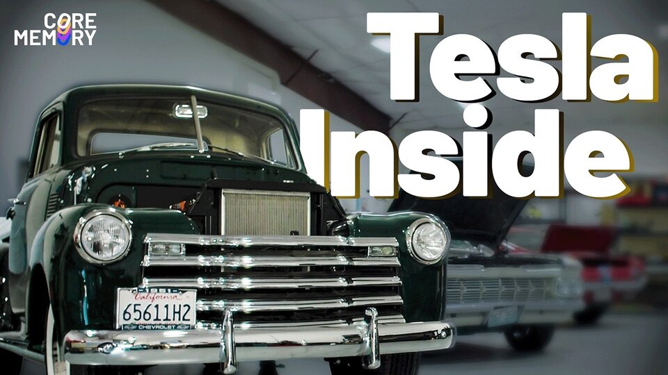 A classic car converted to a Tesla drivetrain