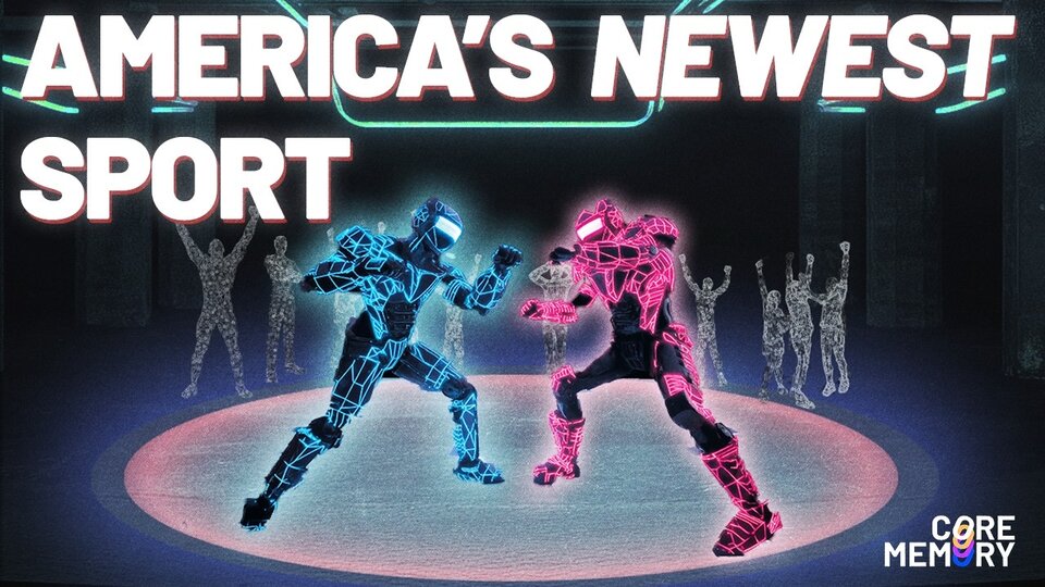 Combat robots fighting in a San Francisco arena